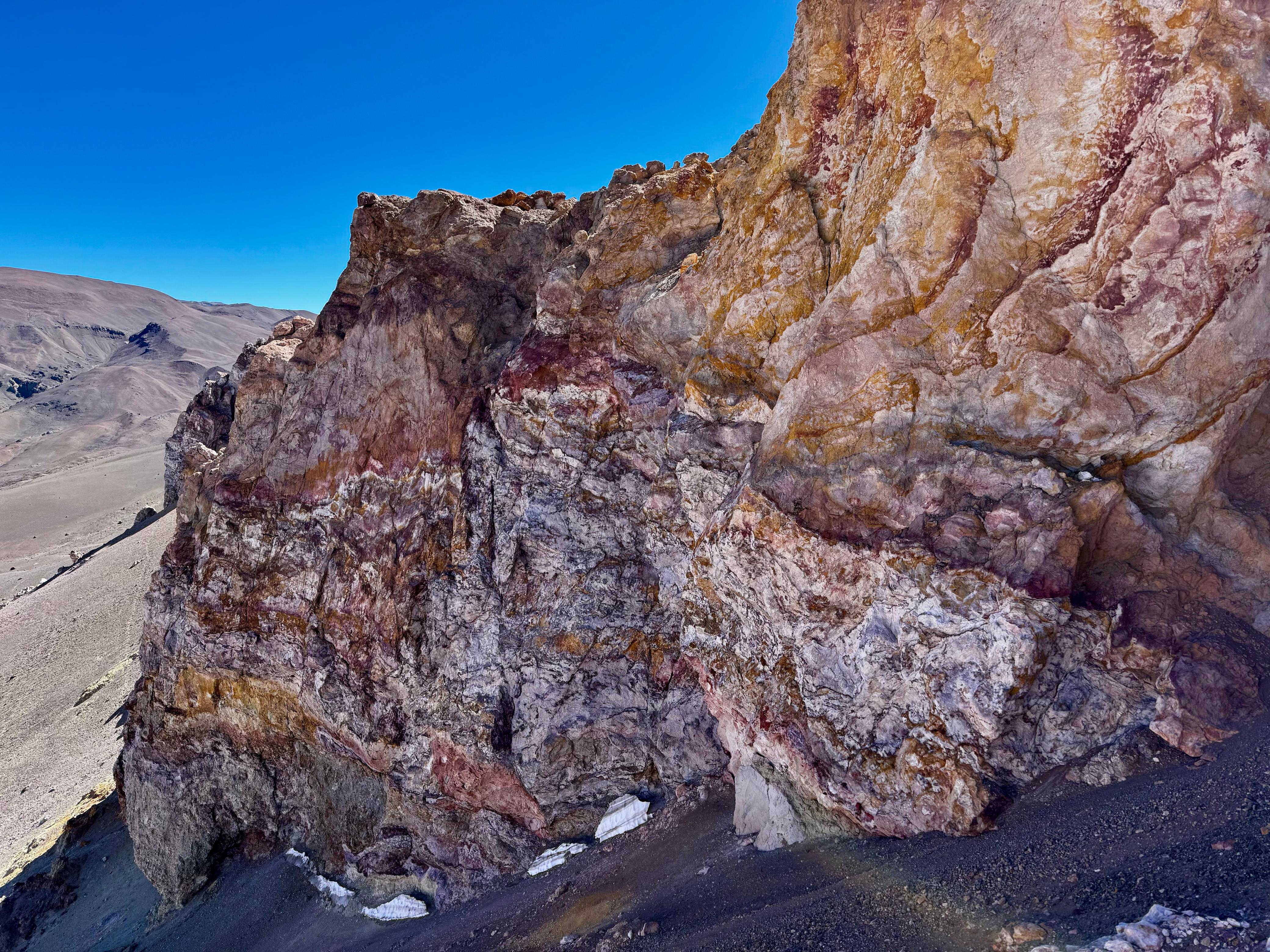 Exposed geological alteration in the Gollete Project diatreme.